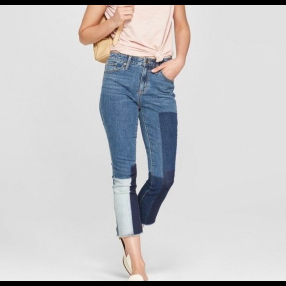 Universal Thread- High Rise Patchwork Jeans, Size… - image 1
